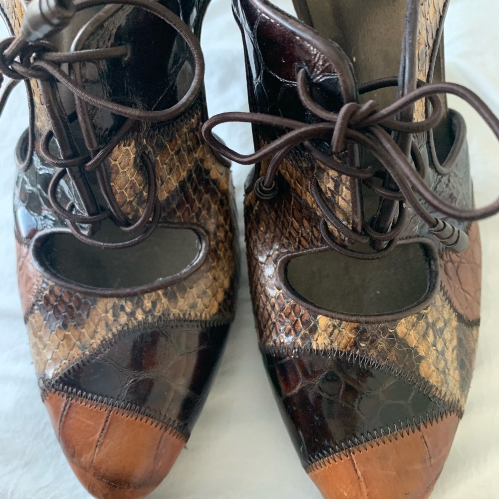 Stuart Weitzman Multi-Tone Lace-Up Heels